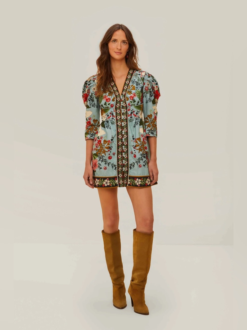 Farm Rio Blue Beauty Bouquet Mini Dress